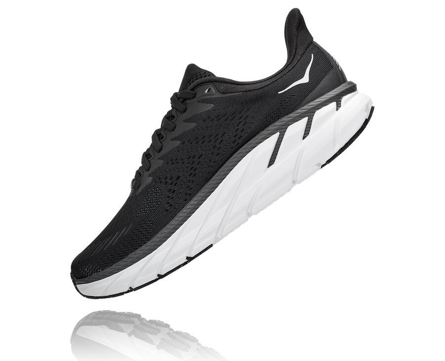 Running Shoes Womens - Hoka One One Clifton 7 - Black/White - BRCVOQL-07